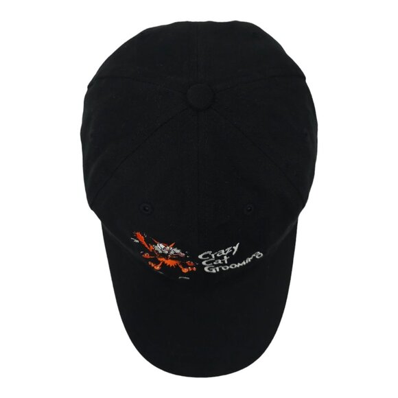 Crazy Cat Grooming Embroidered Logo Tuck Strap Cap Trucker Baseball Black Hat - Picture 6 of 13